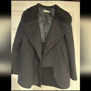 Prada Black Textured Collar Coat